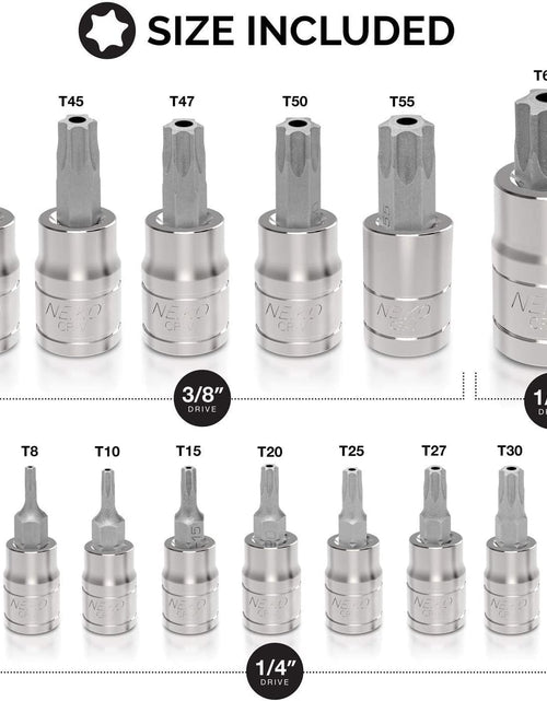 Load image into Gallery viewer, ® 10073A Tamper Proof Torx Bit Socket Set, T8 – T60, S2 Steel | 13-Piece Set
