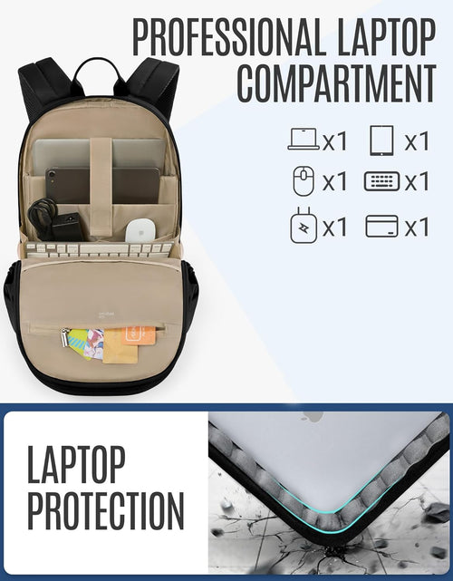 Load image into Gallery viewer, Travel Backpack for Women, 15.6 Inch Laptop Backpack with USB Charging Hole, Water Resistant College Bookbag, Large Capacity Black Computer Backpacks for Work, Black
