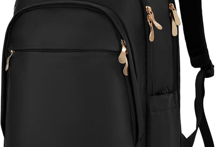 Travel Backpack for Women, 15.6 Inch Laptop Backpack with USB Charging Hole, Water Resistant College Bookbag, Large Capacity Black Computer Backpacks for Work, Black