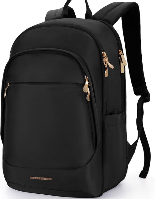 Load image into Gallery viewer, Travel Backpack for Women, 15.6 Inch Laptop Backpack with USB Charging Hole, Water Resistant College Bookbag, Large Capacity Black Computer Backpacks for Work, Black
