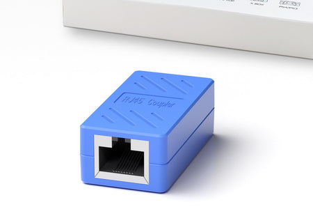 RJ45 Coupler Female to Female Ethernet Coupler for Cat7/Cat6/Cat5/Cat5E Network Cable Extender Adapter RJ45 in Line Coupler(1Pack, Blue)