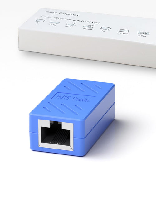 Load image into Gallery viewer, RJ45 Coupler Female to Female Ethernet Coupler for Cat7/Cat6/Cat5/Cat5E Network Cable Extender Adapter RJ45 in Line Coupler(1Pack, Blue)
