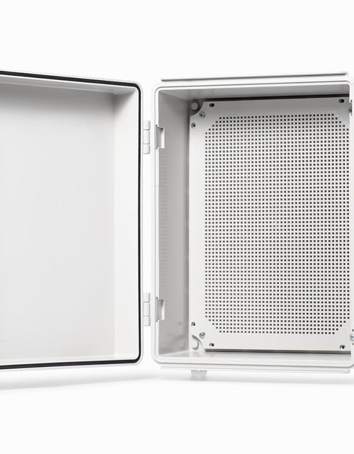 Load image into Gallery viewer, Waterproof Junction Box IP67 Outdoor Plastic Electrical Project Enclosure Weatherproof with Mounting Plate, Wall Brackets, Hinged Grey Cover 16.1"X12.2"X7.1"
