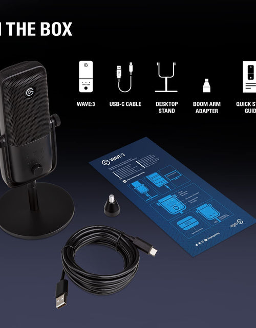 Load image into Gallery viewer, Wave:3 - Premium Studio Quality USB Condenser Microphone for Streaming, Podcast, Gaming and Home Office, Free Mixer Software, Sound Effect Plugins, Anti-Distortion, Plug ’N Play, for Mac, PC
