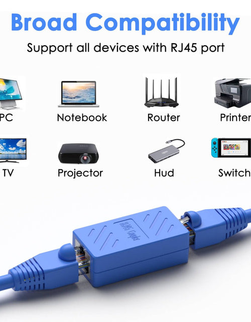 Load image into Gallery viewer, RJ45 Coupler Female to Female Ethernet Coupler for Cat7/Cat6/Cat5/Cat5E Network Cable Extender Adapter RJ45 in Line Coupler(1Pack, Blue)
