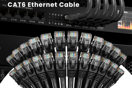Cat 6 Ethernet Cable 5 Ft (24-Pack) - Cat6 Patch Cable, Cat 6 Patch Cable, Cat6 Cable, Cat 6 Cable, Cat6 Ethernet Cable, Network Cable, Internet Cable - Black 5 Feet