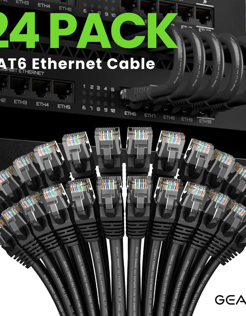 Load image into Gallery viewer, Cat 6 Ethernet Cable 5 Ft (24-Pack) - Cat6 Patch Cable, Cat 6 Patch Cable, Cat6 Cable, Cat 6 Cable, Cat6 Ethernet Cable, Network Cable, Internet Cable - Black 5 Feet
