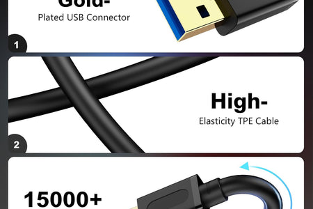 USB 3.0 a to a Male Cable 3Ft,Usb to USB Cable USB Male to Male Cable USB Cord with Gold-Plated Connector for Hard Drive Enclosures, DVD Player, Laptop Cooler (3Ft/1M)