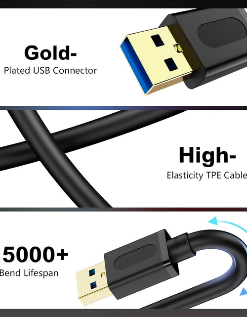 Load image into Gallery viewer, USB 3.0 a to a Male Cable 3Ft,Usb to USB Cable USB Male to Male Cable USB Cord with Gold-Plated Connector for Hard Drive Enclosures, DVD Player, Laptop Cooler (3Ft/1M)
