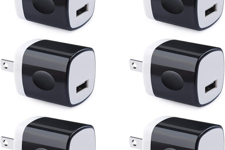 Wall Adapter, USB Wall Charger 6 Pack,  1A 5V Single Port USB Plugs Power Adapter Compatible Iphone 12 11 Xs XR X 8 7 6S 6, Samsung Galaxy A21 S10E S9 S8 Note 20 9 8 S7 Edge, G6, Google Pixel 4A