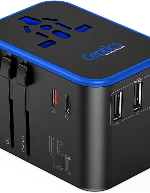 Load image into Gallery viewer, Universal Travel Adapter, 45W International Power Adapter with PD &amp; QC 3.0 Dual USB-C, 3 USB Travel Adapter Worldwide, Type I C G a Outlets 110V 220V A/C - EU Euro US UK (11-KU)
