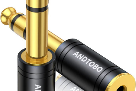 1/4 Inch Male to 3.5Mm Female Stereo Audio Jack Pure Copper Adapter for Headphone, Amp, 2 Pack-Black