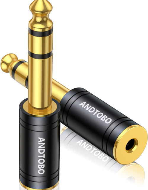 Load image into Gallery viewer, 1/4 Inch Male to 3.5Mm Female Stereo Audio Jack Pure Copper Adapter for Headphone, Amp, 2 Pack-Black
