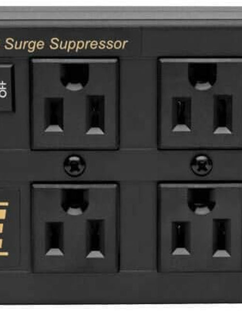Load image into Gallery viewer, Isobar 6 Outlet Surge Protector Power Strip with 2 USB Charging Ports,10Ft Long Cord, Right-Angle Plug, Metal, 3840 Joules,Lifetime Limited Warranty &amp; $50K Insurance (Ibar6Ultrausbb)Black
