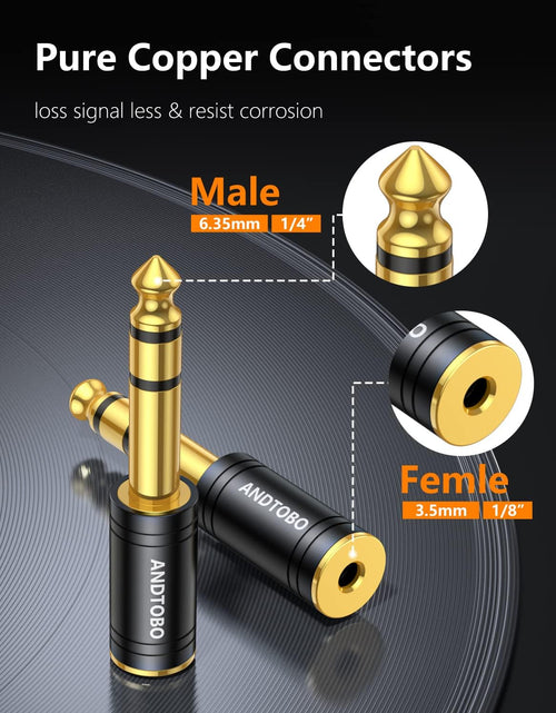 Load image into Gallery viewer, 1/4 Inch Male to 3.5Mm Female Stereo Audio Jack Pure Copper Adapter for Headphone, Amp, 2 Pack-Black
