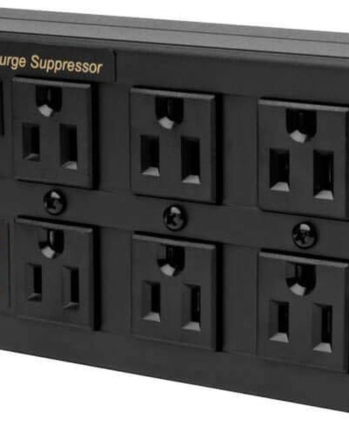 Load image into Gallery viewer, Isobar 6 Outlet Surge Protector Power Strip with 2 USB Charging Ports,10Ft Long Cord, Right-Angle Plug, Metal, 3840 Joules,Lifetime Limited Warranty &amp; $50K Insurance (Ibar6Ultrausbb)Black
