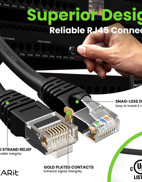 Load image into Gallery viewer, Cat 6 Ethernet Cable 5 Ft (24-Pack) - Cat6 Patch Cable, Cat 6 Patch Cable, Cat6 Cable, Cat 6 Cable, Cat6 Ethernet Cable, Network Cable, Internet Cable - Black 5 Feet
