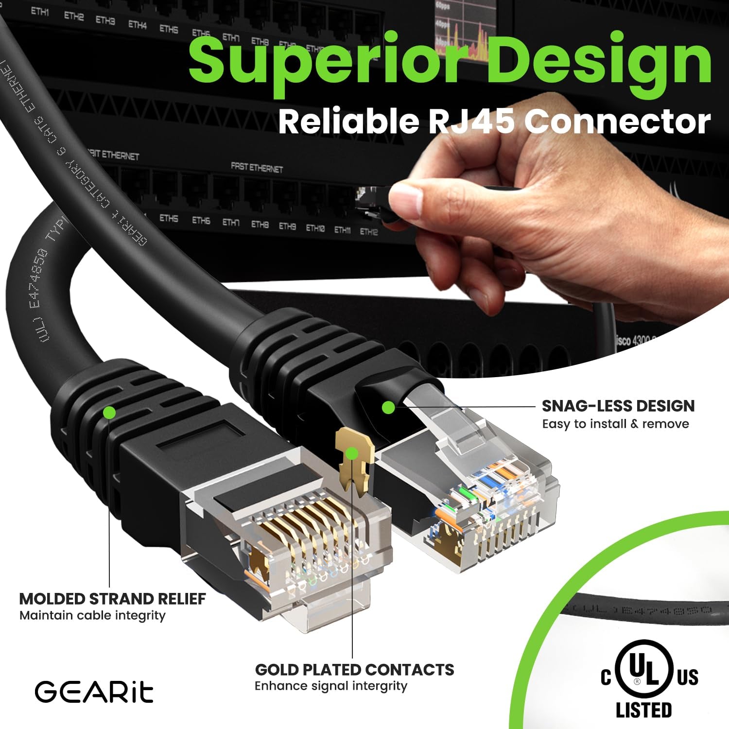 Cat 6 Ethernet Cable 5 Ft (24-Pack) - Cat6 Patch Cable, Cat 6 Patch Cable, Cat6 Cable, Cat 6 Cable, Cat6 Ethernet Cable, Network Cable, Internet Cable - Black 5 Feet