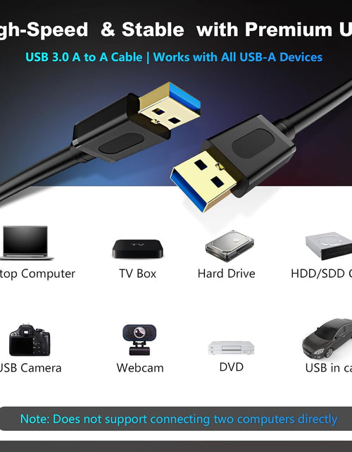 Load image into Gallery viewer, USB 3.0 a to a Male Cable 3Ft,Usb to USB Cable USB Male to Male Cable USB Cord with Gold-Plated Connector for Hard Drive Enclosures, DVD Player, Laptop Cooler (3Ft/1M)
