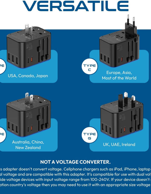 Load image into Gallery viewer, Universal Travel Adapter, 45W International Power Adapter with PD &amp; QC 3.0 Dual USB-C, 3 USB Travel Adapter Worldwide, Type I C G a Outlets 110V 220V A/C - EU Euro US UK (11-KU)
