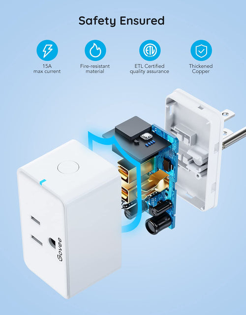 Load image into Gallery viewer, Smart Plug 15A, Wifi Bluetooth Outlets 4 Pack Work with Alexa and Google Assistant, Wifi Plugs with Multiple Timers,  Home APP Group Control Remotely, No Hub Required, ETL&amp;FCC Certified
